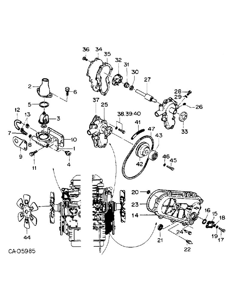 Схема запчастей Case 4140 - (12-19) - TIMING GEAR AND HOUSING PUMP, ISUZU ENGINE (04) - Drive Train