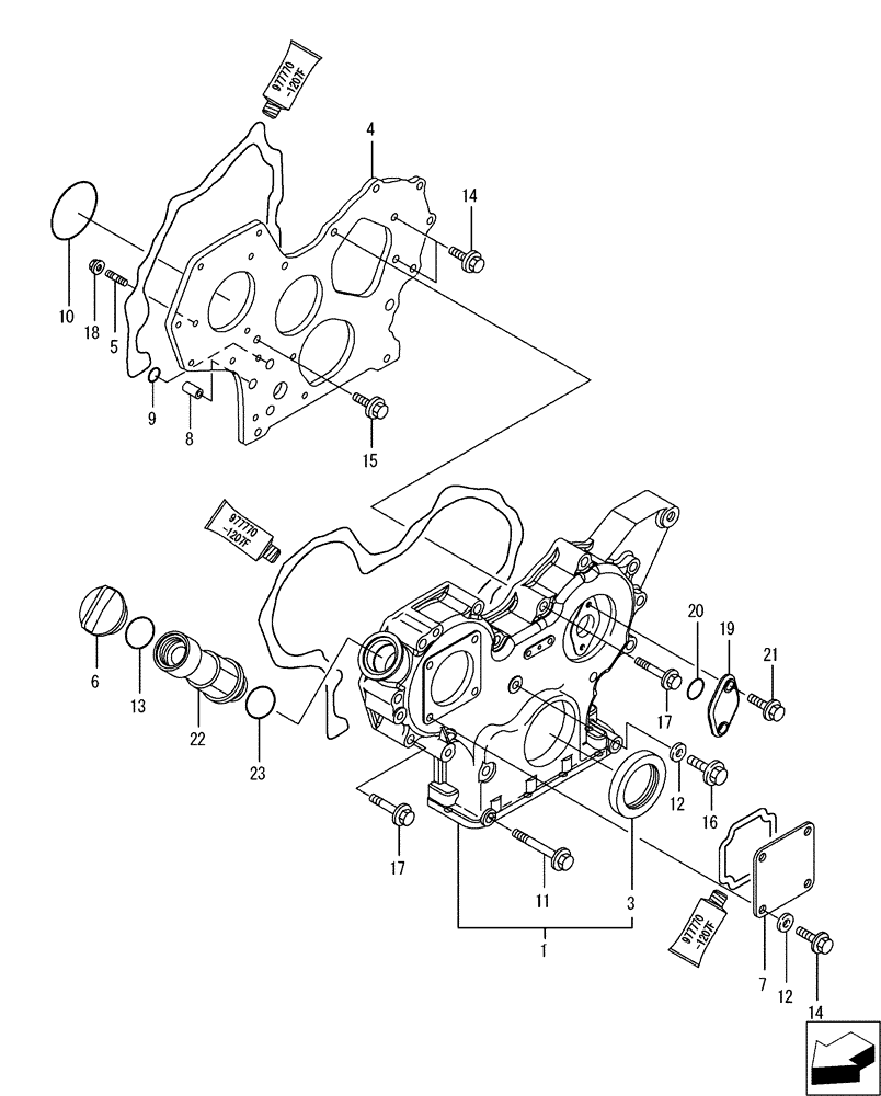 Схема запчастей Case CX50B - (08-002) - GEAR HOUSING (10) - ENGINE