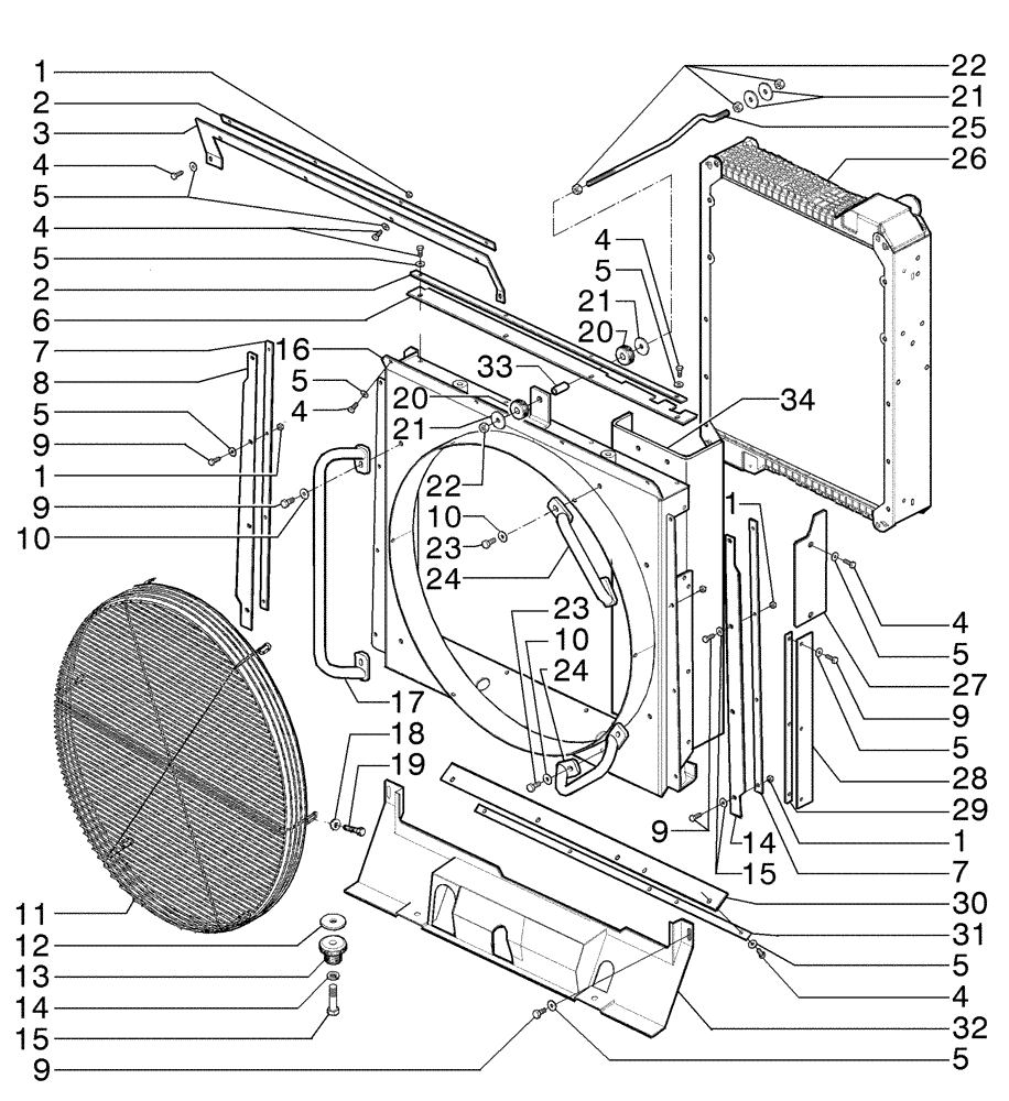 Схема запчастей Case 885B AWD - (02-34[01]) - ASSEMBLY RADIATOR (02) - ENGINE