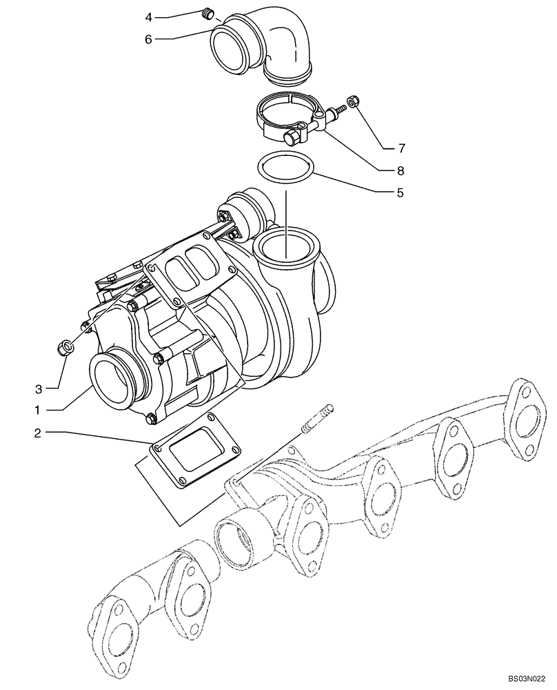 Схема запчастей Case 721D - (02-21) - TURBOCHARGER (02) - ENGINE