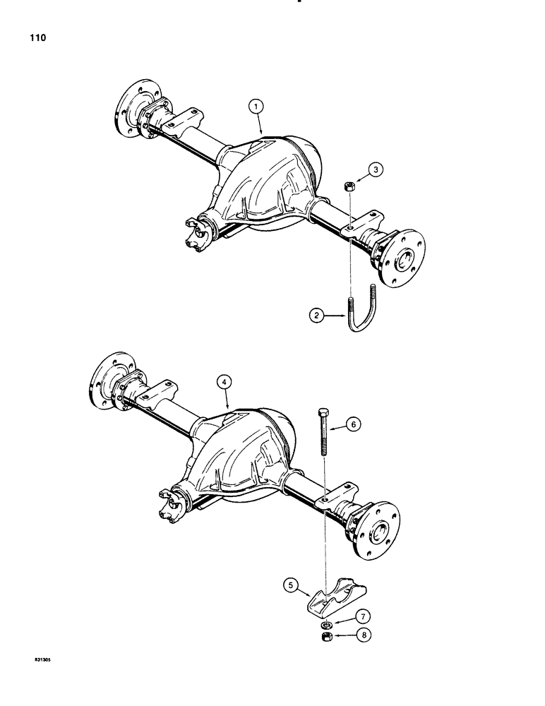 Схема запчастей Case P60 - (110) - FRONT AXLE MOUNTING (25) - FRONT AXLE SYSTEM