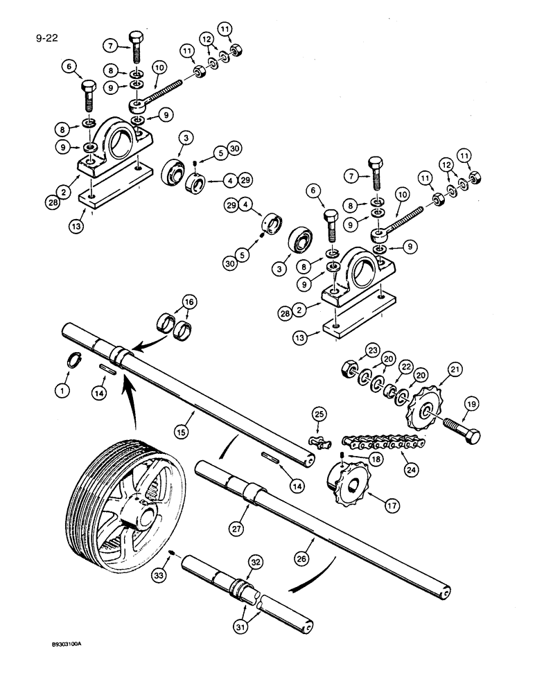 Схема запчастей Case 360 - (9-022) - JACKSHAFT AND TRENCHER DRIVE CHAIN (09) - CHASSIS/ATTACHMENTS