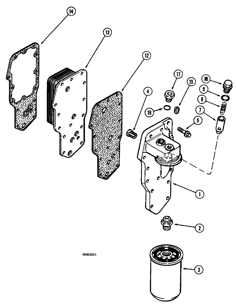 Схема запчастей Case 660 - (2-18) - OIL FILTER AND COOLER, 4-390 ENGINE (02) - ENGINE