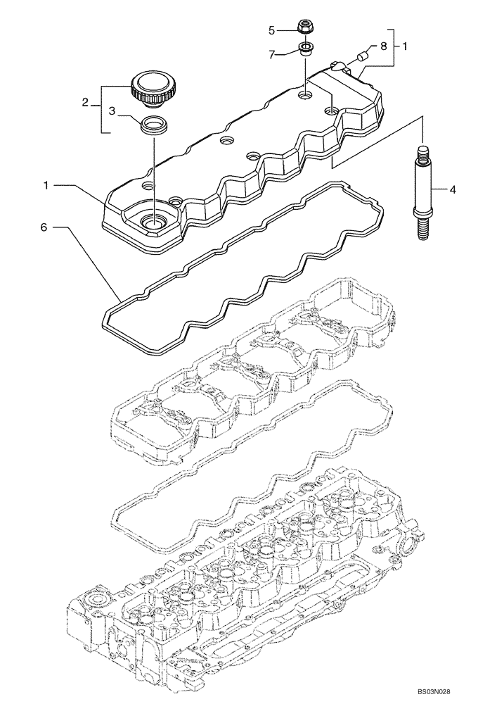 Схема запчастей Case 821E - (02-27) - CYLINDER HEAD - COVERS (02) - ENGINE
