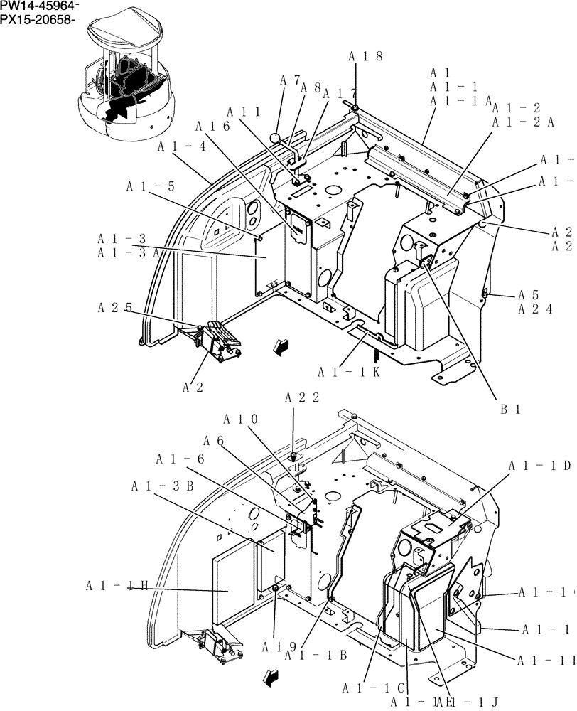 Схема запчастей Case CX36B - (135-17[1]) - STAND ASSEMBLY, CONTROL (CANOPY) (05) - SUPERSTRUCTURE