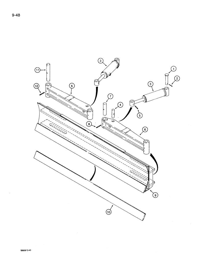 Схема запчастей Case 360 - (9-048) - BACKFILL BLADE AND MOUNTING ARMS (09) - CHASSIS/ATTACHMENTS