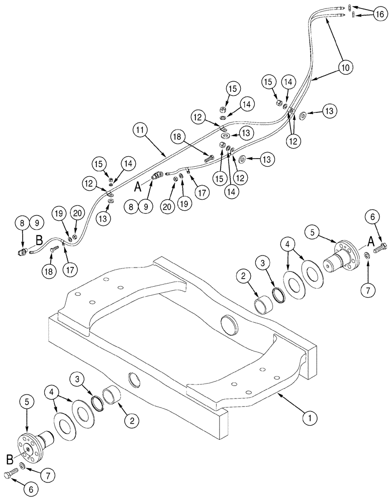 Схема запчастей Case 821C - (09-17) - TRUNNION LUBRICATION LINES (09) - CHASSIS