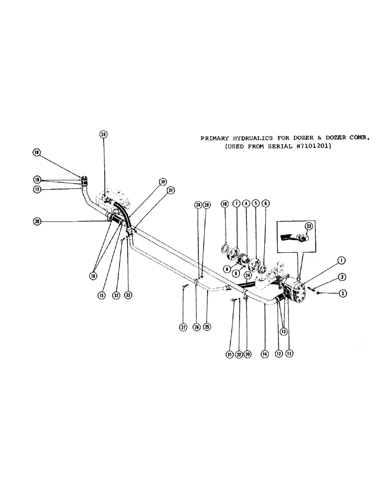 Схема запчастей Case 1000C - (264) - PRIMARY HYDRAULICS FOR DOZER AND DOZER COMBINES, USED FROM SERIAL NUMBER 7101201 (07) - HYDRAULIC SYSTEM