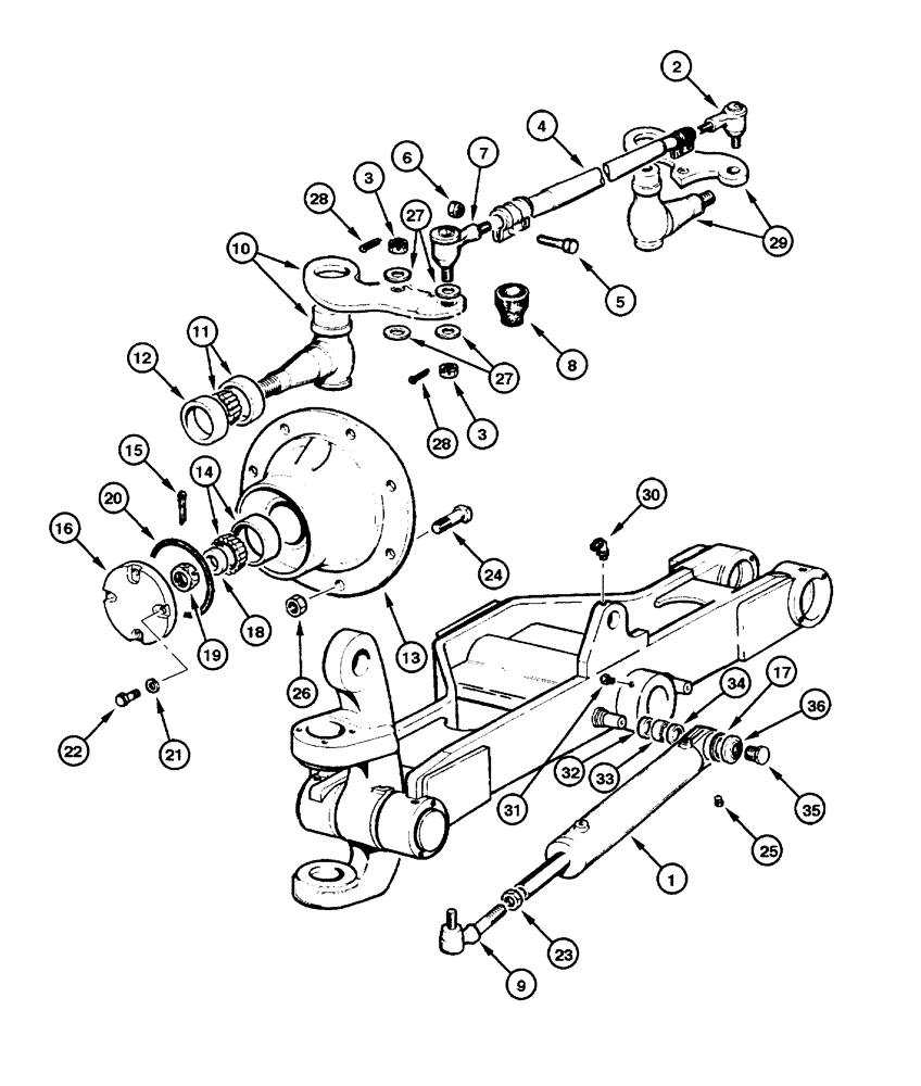 Схема запчастей Case 845 - (06.23[00]) - FRONT AXLE - WHEEL HUB AND STEERING BAR (06) - POWER TRAIN