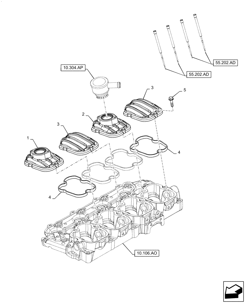 Схема запчастей Case F5CE5454B A005 - (10.101.AB) - VALVE COVER (10) - ENGINE