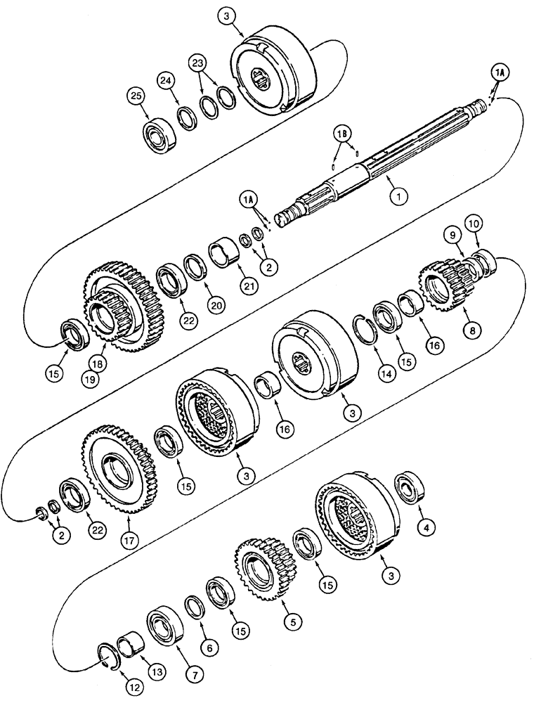 Схема запчастей Case 1150H - (06-07) - TRANSMISSION - CLUTCH SHAFTS (06) - POWER TRAIN