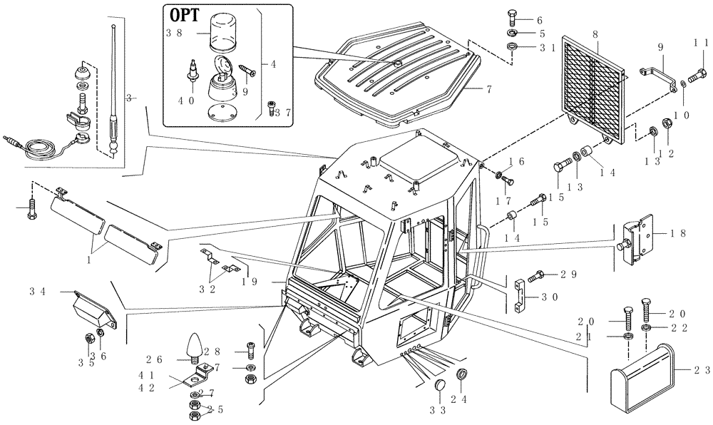 Схема запчастей Case 330 - (51A00011046[01]) - ROPS CAB - VARIED ACCESSORIES (10) - Cab/Cowlings