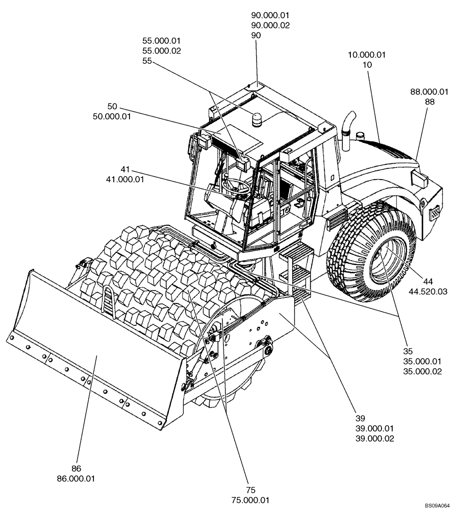 Схема запчастей Case SV212 - (00.000.01) - PICTORIAL INDEX / CAB / PAD FOOT DRUM 1/2 (00) - GENERAL & PICTORIAL INDEX