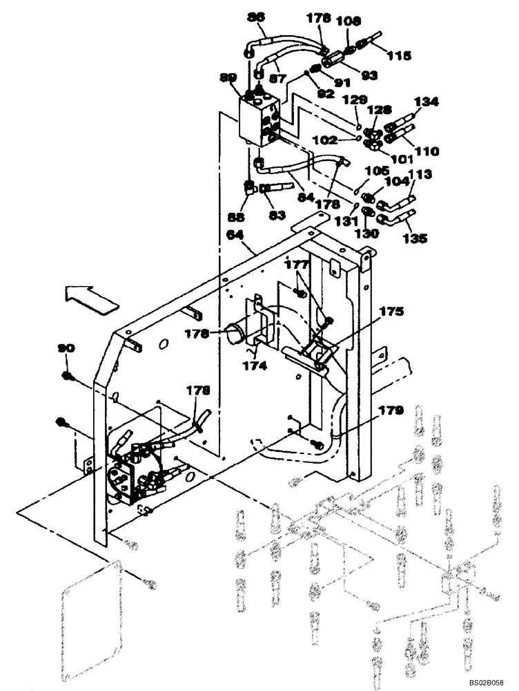 Схема запчастей Case CX130 - (08-046) - HYDRAULICS - PILOT CONTROL LINES (08) - HYDRAULICS