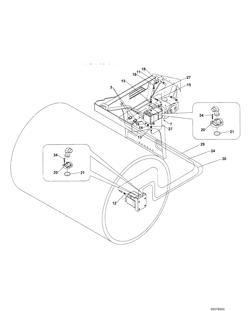 Схема запчастей Case SV212 - (10-002-00[01]) - HYDRAULICS - DRUM VIBRATOR LINES (GROUP 324) (ND122231) (08) - HYDRAULICS