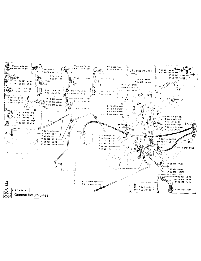 Схема запчастей Case 220CKS - (41) - GENERAL RETURN LINES (07) - HYDRAULIC SYSTEM