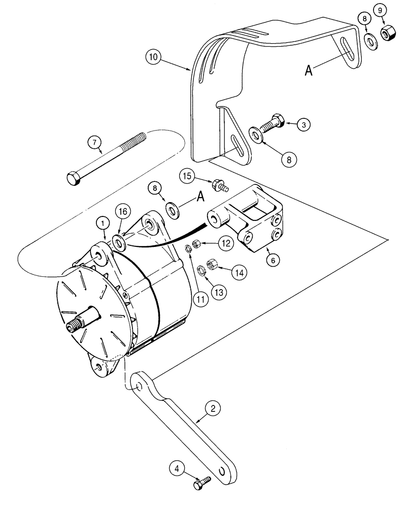 Схема запчастей Case 521D - (04-20) - ALTERNATOR (1964860C1) - MOUNTING (04) - ELECTRICAL SYSTEMS