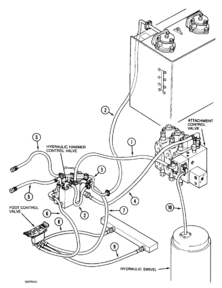 Схема запчастей Case 888 - (1-26) - PICTORIAL INDEX, HYDRAULIC HAMMER CIRCUIT (00) - PICTORIAL INDEX