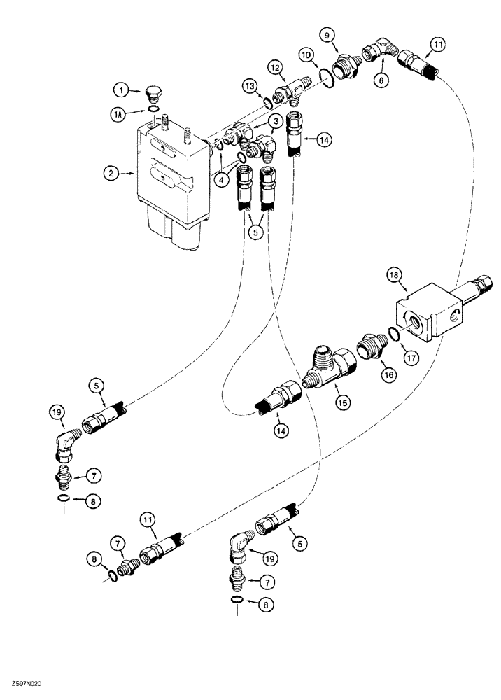 Схема запчастей Case 650G - (7-04) - POWER BRAKE HYDRAULIC LINES - VALVE TO TRANSMISSION (07) - BRAKES