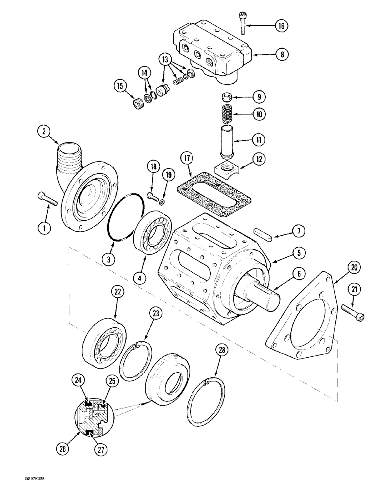 Схема запчастей Case 170C - (8-094) - HYDRAULIC PUMP, P.I.N. 02371 AND AFTER (08) - HYDRAULICS