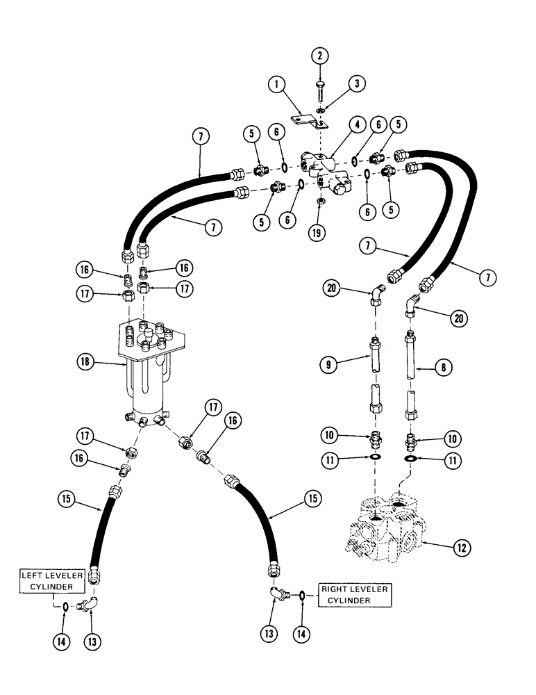 Схема запчастей Case 880 - (166) - LEVELER HYDRAULICS, (USED ON UNITS WITH SERIAL NUMBER 6200000 THRU 6200327) (07) - HYDRAULIC SYSTEM