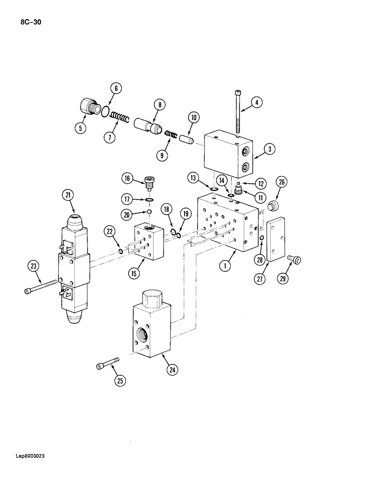 Схема запчастей Case 688 - (8C-30) - SOLENOID VALVE AND SWING BRAKE RELEASE, P.I.N. FROM 11601 TO 11641 (08) - HYDRAULICS