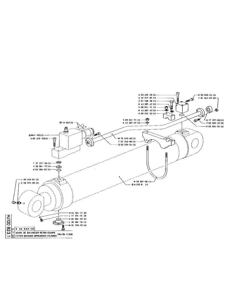 Схема запчастей Case 220 - (162) - FITTED BACKHOE DIPPERSTICK CYLINDER (07) - HYDRAULIC SYSTEM