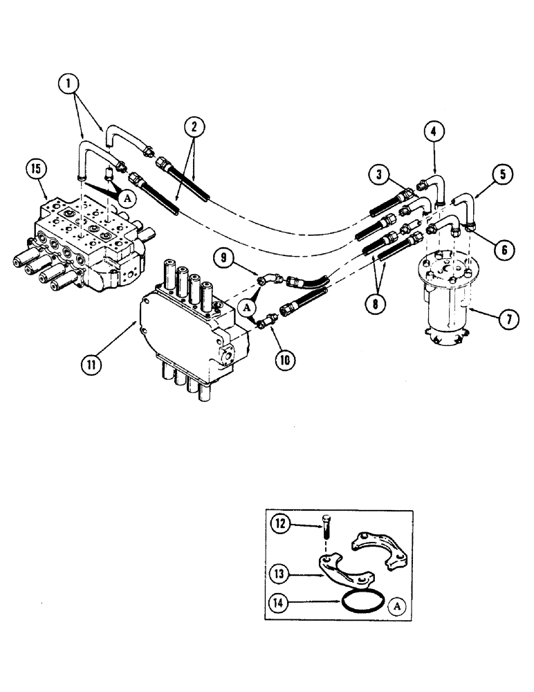 Схема запчастей Case 50 - (184) - TRACK DRIVE MOTOR TUBING FROM VALVES TO SWIVEL, (S/N 6279926 & AFTER) (35) - HYDRAULIC SYSTEMS