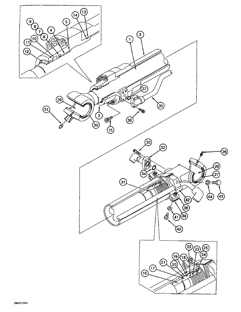 Схема запчастей Case 9030B - (8-182) - BUCKET CYLINDER, MODELS WITH LONG REACH (08) - HYDRAULICS