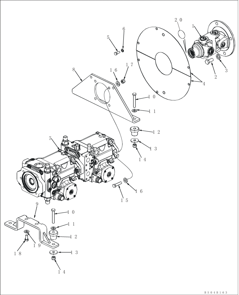 Схема запчастей Case 650K - (06-01) - MOUNTING - PUMP, HYDROSTATIC TANDEM AND DRIVESHAFT (06) - POWER TRAIN