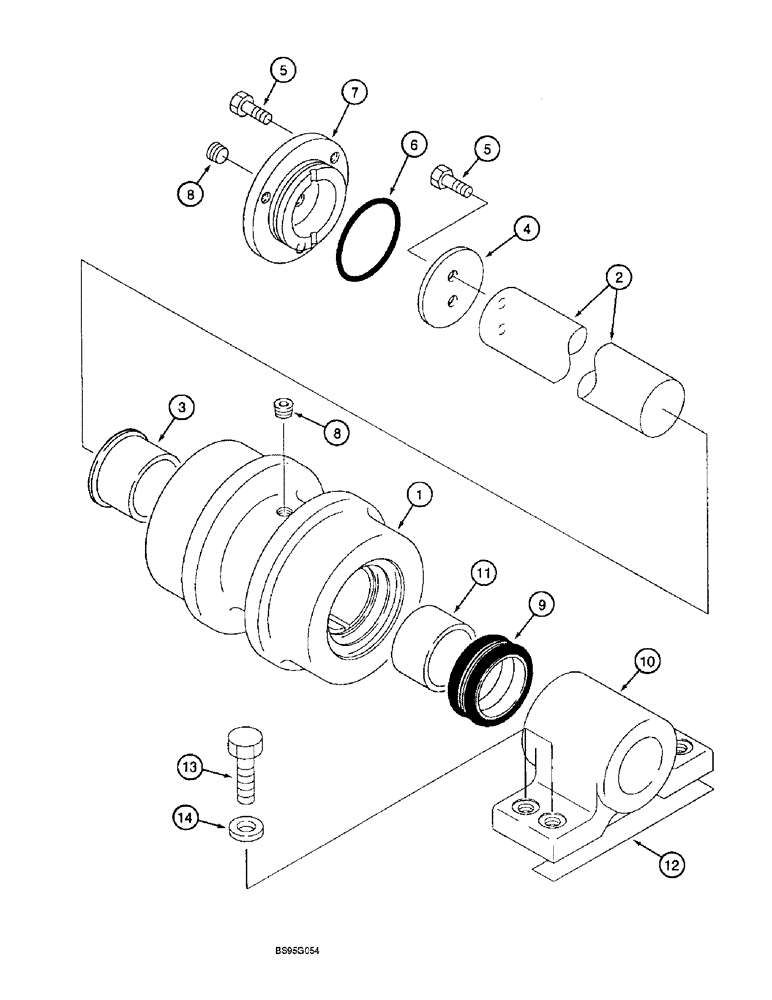 Схема запчастей Case 9060B - (5-10) - TRACK CARRIER ROLLERS, MANUFACTURED BY SUMITOMO (11) - TRACKS/STEERING