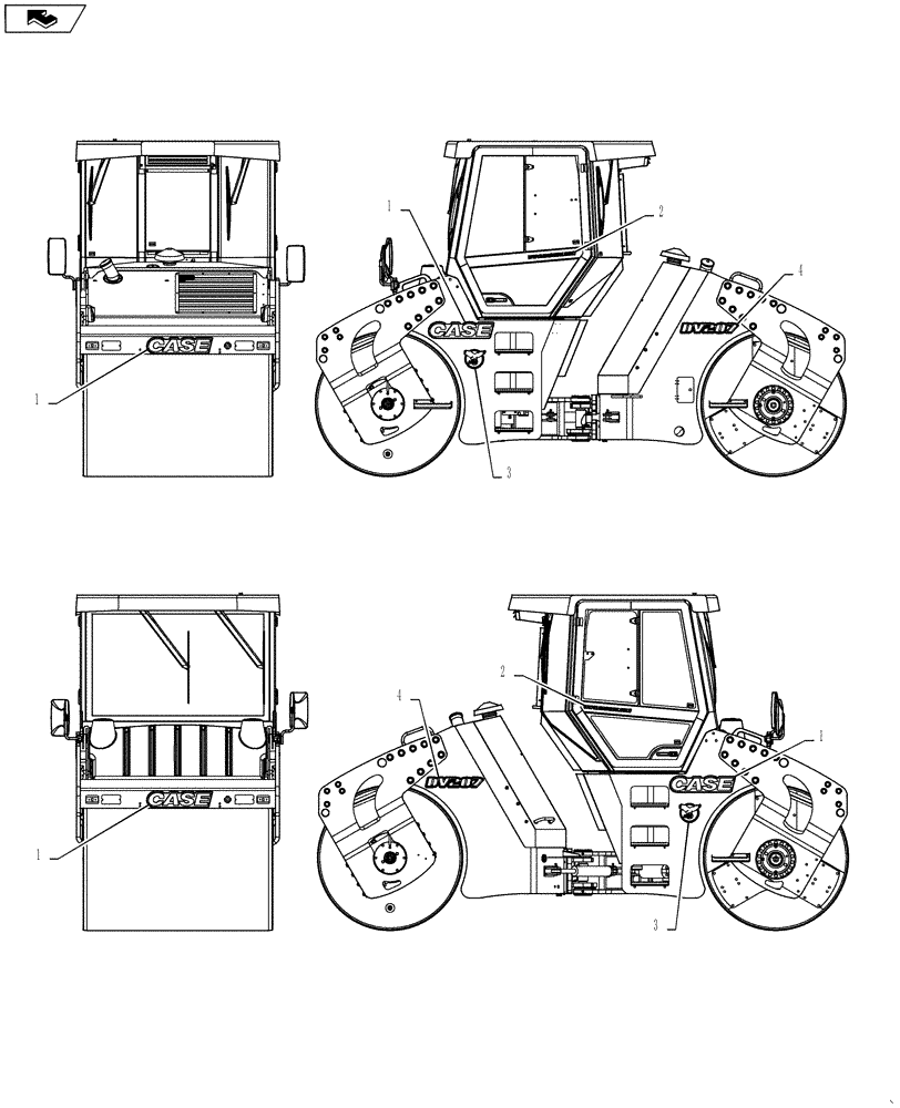 Схема запчастей Case DV207 - (90.108.06) - LOGO AND MODEL NUMBER DECALS (90) - PLATFORM, CAB, BODYWORK AND DECALS