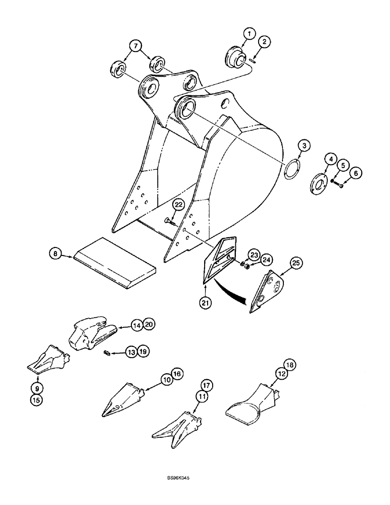 Схема запчастей Case 9060B - (9-089A) - MCF BUCKETS, STANDARD & HEAVY DUTY (09) - CHASSIS