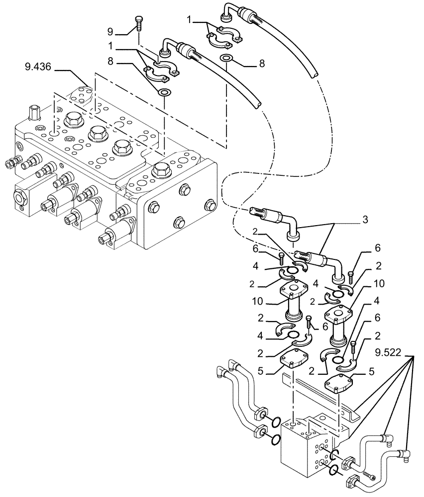 Схема запчастей Case 1850K LT - (9.438[03]) - ADDITIONAL HYDRAULIC FUNCTION - LGP - OPTIONAL CODE 76074874 (19) - OPTIONS