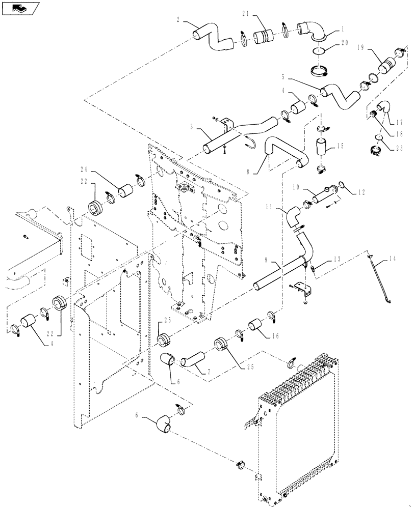 Схема запчастей Case 1121F - (10.400.01) - ENGINE COOLING PLUMBING (10) - ENGINE