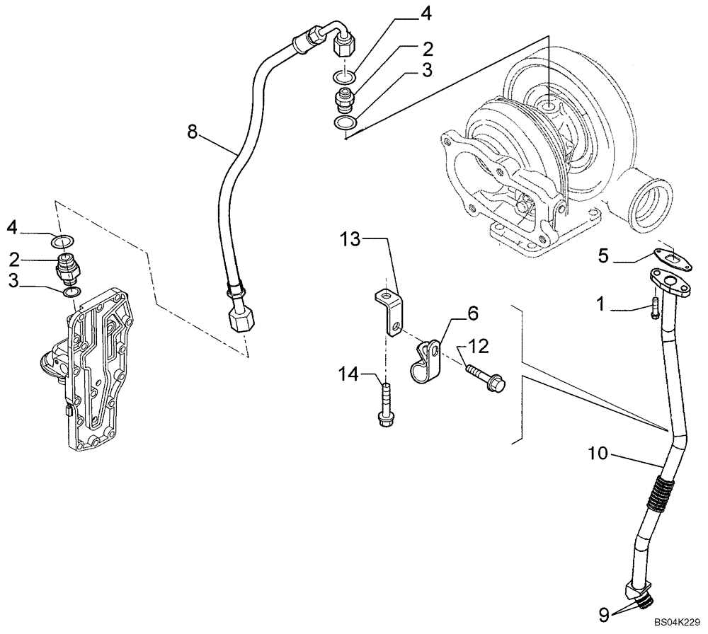 Схема запчастей Case 850K - (02-33) - PIPING - ENGINE OIL (02) - ENGINE