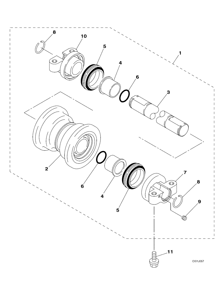 Схема запчастей Case CX460 - (05-14) - TRACK - ROLLER, LOWER (11) - TRACKS/STEERING