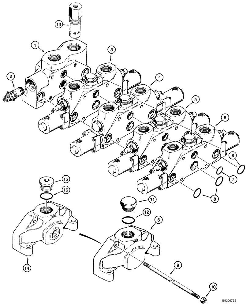 Схема запчастей Case 821C - (08-14) - VALVE ASSY - LOADER CONTROL, FOUR SPOOL (Jun 4 2010 3:49PM) (08) - HYDRAULICS