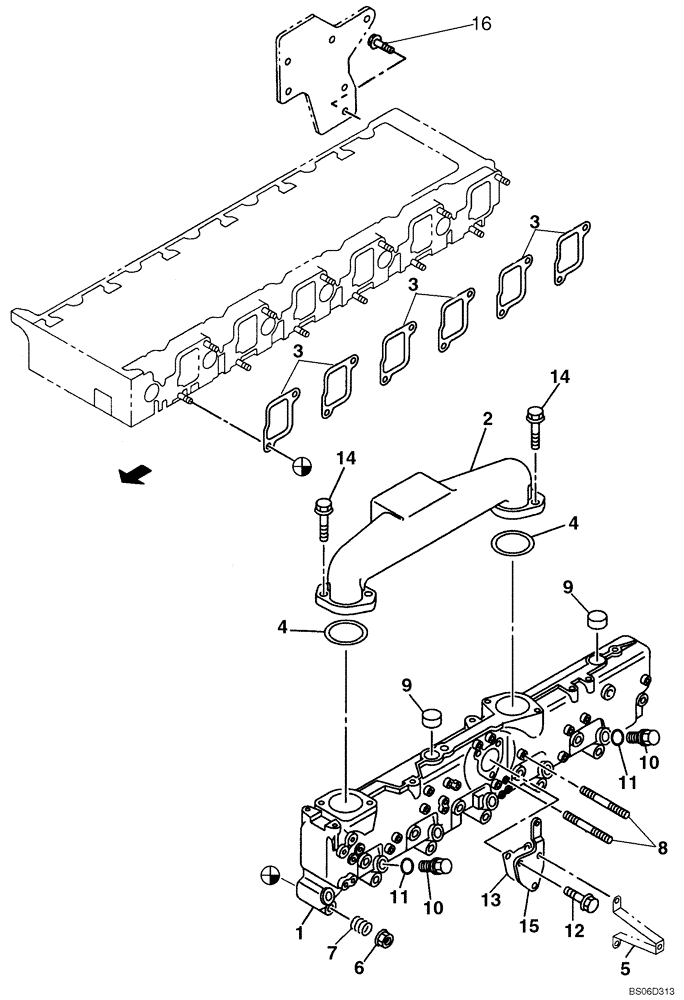 Схема запчастей Case CX800 - (02-11) - MANIFOLD - INTAKE PIPE (02) - ENGINE