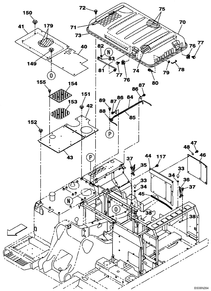 Схема запчастей Case CX240B - (09-07) - HOOD, ENGINE - INSULATION (09) - CHASSIS/ATTACHMENTS