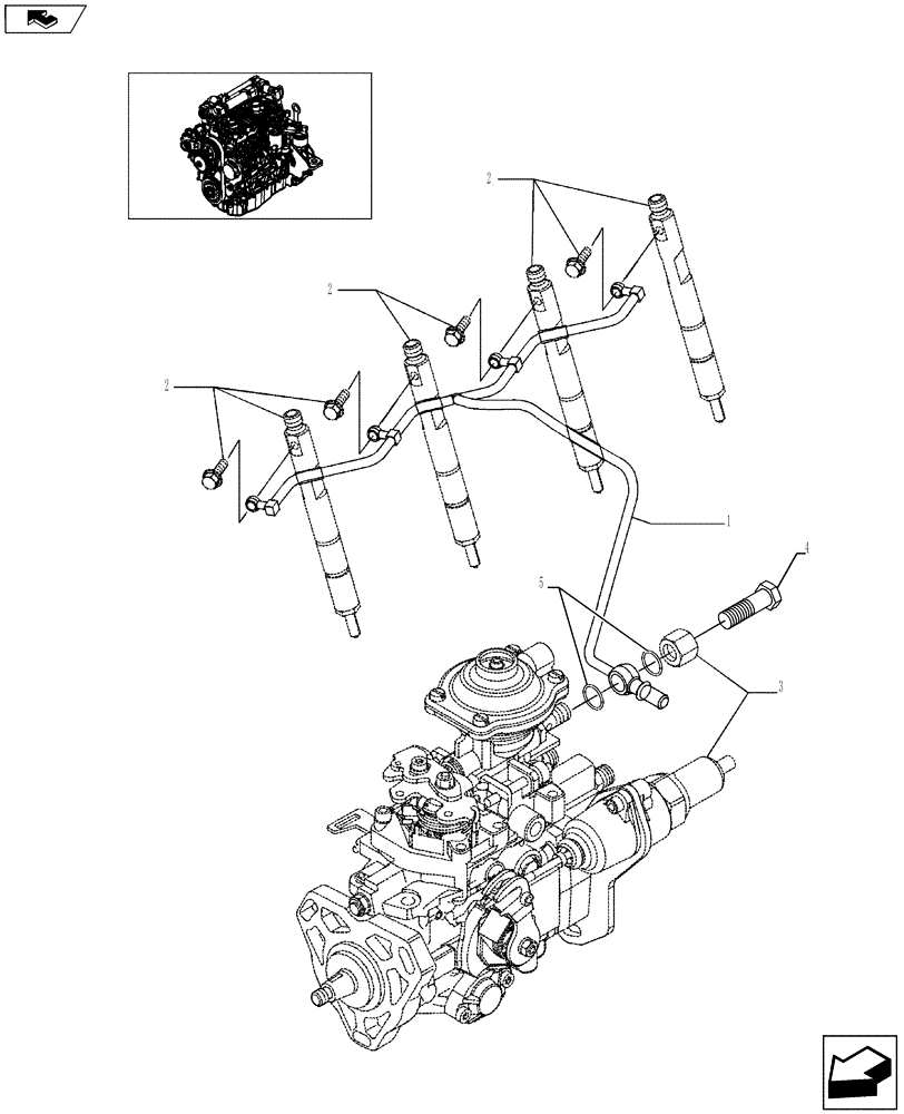 Схема запчастей Case 435 - (03-07) - INJECTION EQUIPMENT - FUEL, RETURN (87380450) (03) - FUEL SYSTEM