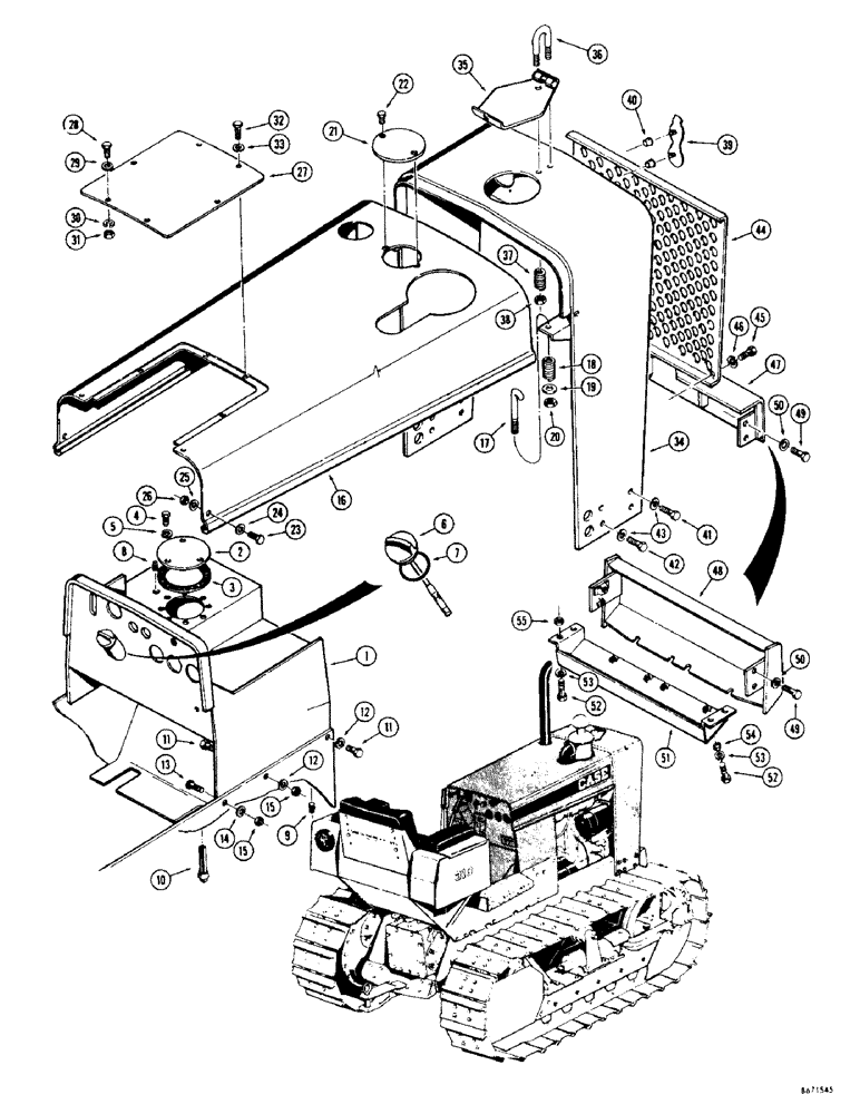 Схема запчастей Case 310G - (132) - HOOD, SHROUD, COWL AND DASH (05) - UPPERSTRUCTURE CHASSIS