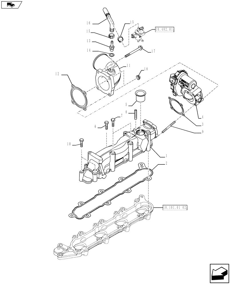 Схема запчастей Case F5HFL413B A001 - (10.254.01) - INTAKE MANIFOLD (5801504800 - 504389180) (10) - ENGINE