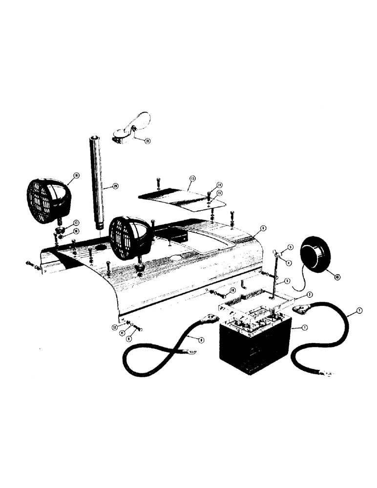 Схема запчастей Case 500 - (066) - HOOD, BATTERY, AND RELATED PARTS - GAS, (USED UP TO S/N 11-1-56) (06) - ELECTRICAL SYSTEMS