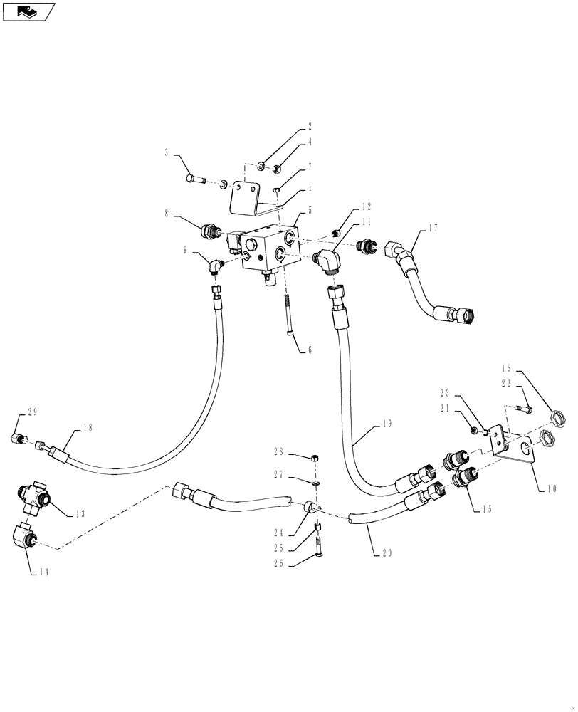 Схема запчастей Case 580SN WT - (35.726.20[02]) - VALVE INSTALL - BACKHOE CONTROL, SINGLE AUX (MECHANICAL CONTROLS) (35) - HYDRAULIC SYSTEMS