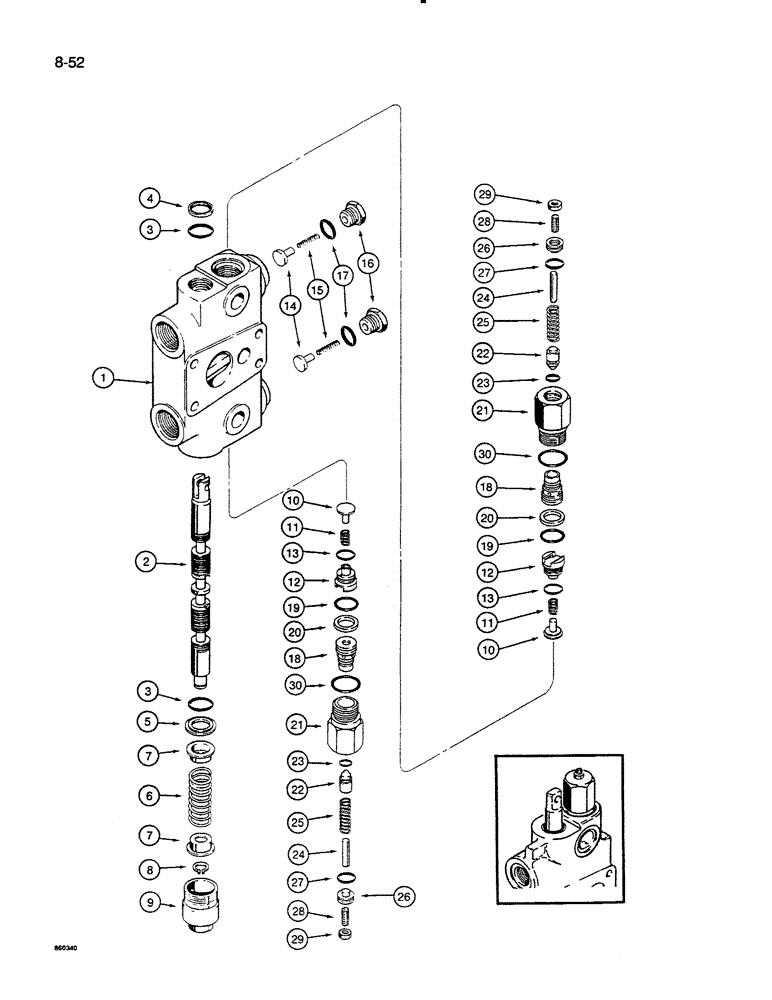 Схема запчастей Case 35C - (8-52) - BACKHOE CONTROL VALVE, SWING SECTION (08) - HYDRAULICS