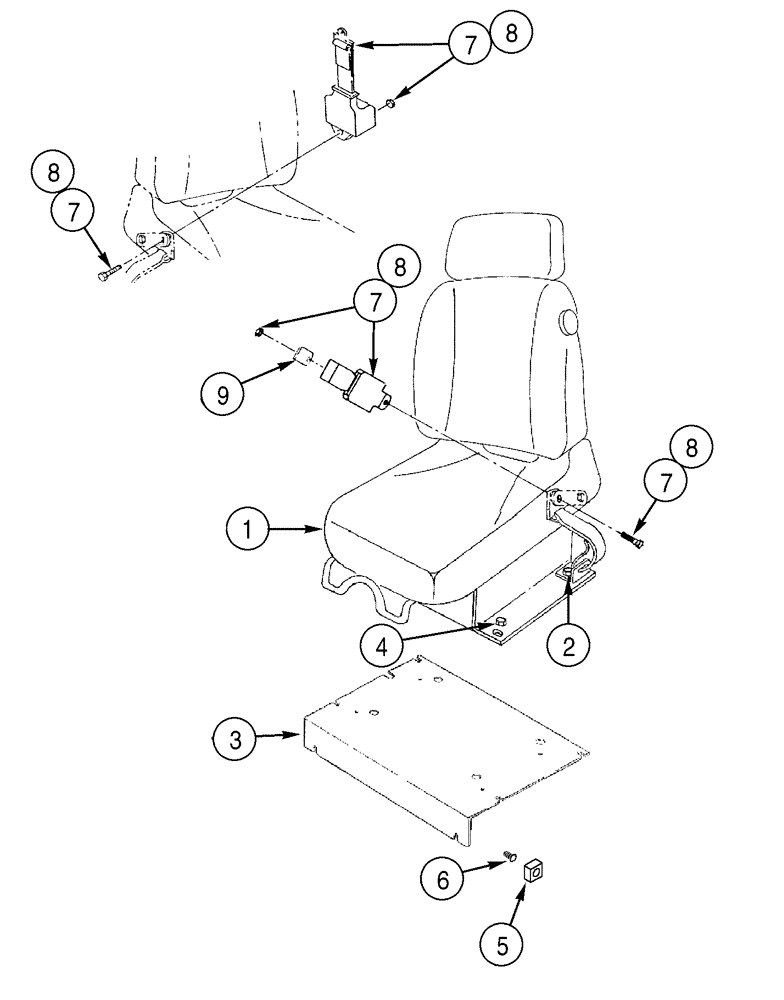 Схема запчастей Case 550H - (9-15) - SEAT, MOUNTING - SEAT BELTS, MECHANICAL SUSPENSION (09) - CHASSIS/ATTACHMENTS