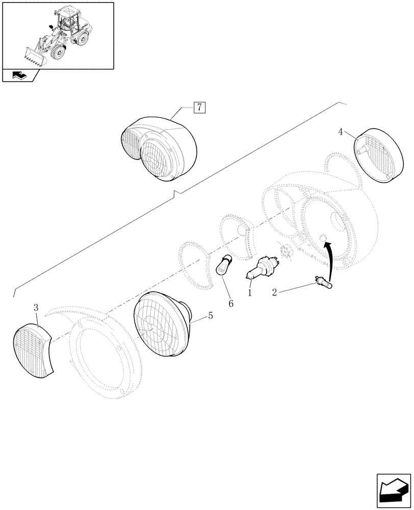 Схема запчастей Case 21E - (1.91.3[01]) - FRONT RIGHT LIGHT (06) - ELECTRICAL SYSTEMS