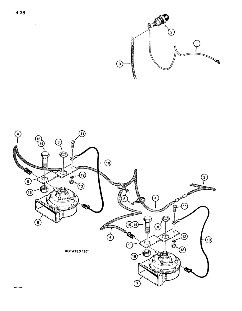 Схема запчастей Case 855D - (4-38) - HORN (04) - ELECTRICAL SYSTEMS