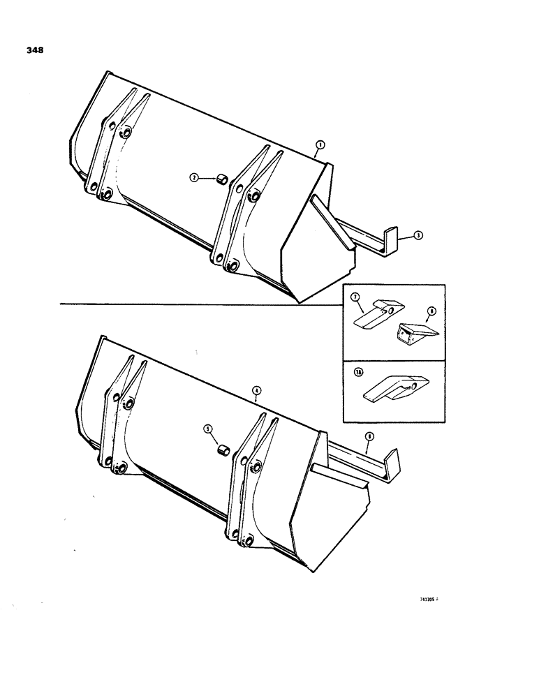 Схема запчастей Case 35 - (348) - LOADER BUCKETS, MACHINERY ITEM, SHORT LIP BUCKETS 